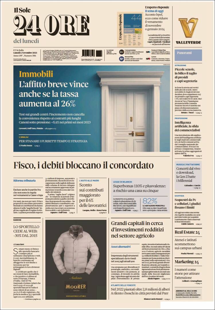 Portada de Il Sole 24 ORE (Italia)