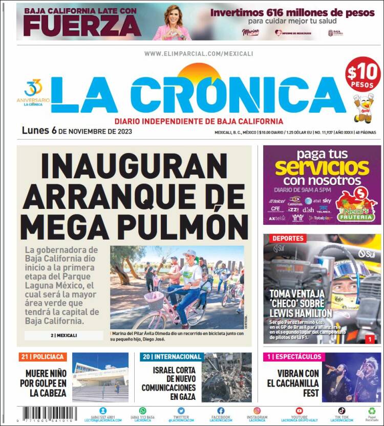 Portada de La Crónica de Baja California (México)