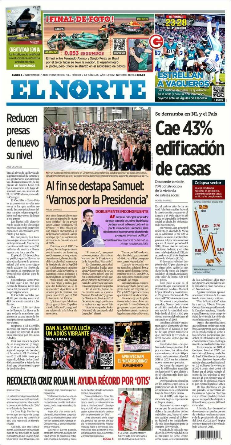 Portada de El Norte (México)