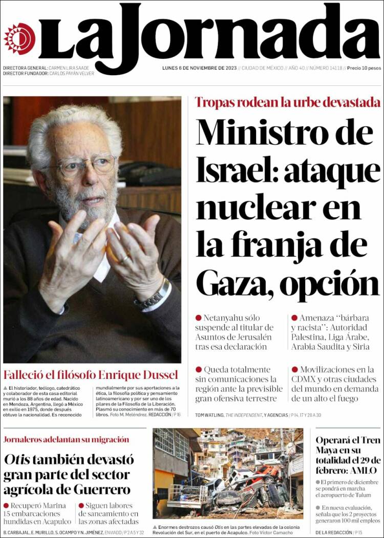 Portada de La Jornada (México)