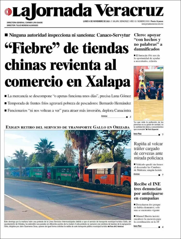 Portada de La Jornada Veracruz (México)