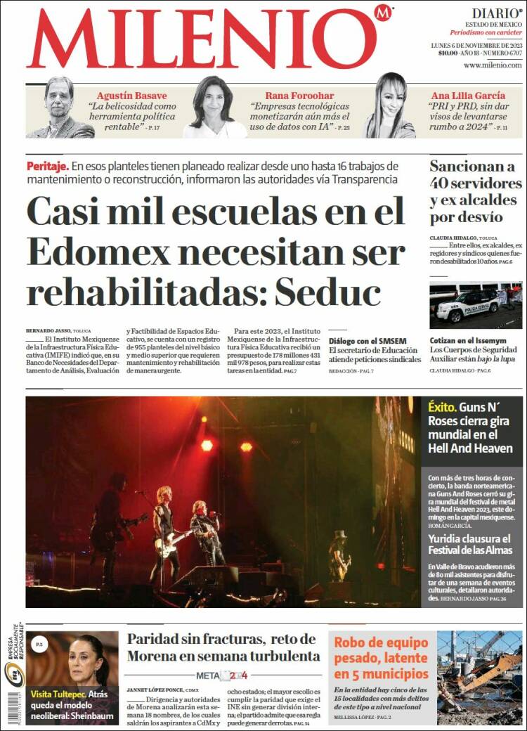 Portada de Milenio - Estado de México (México)