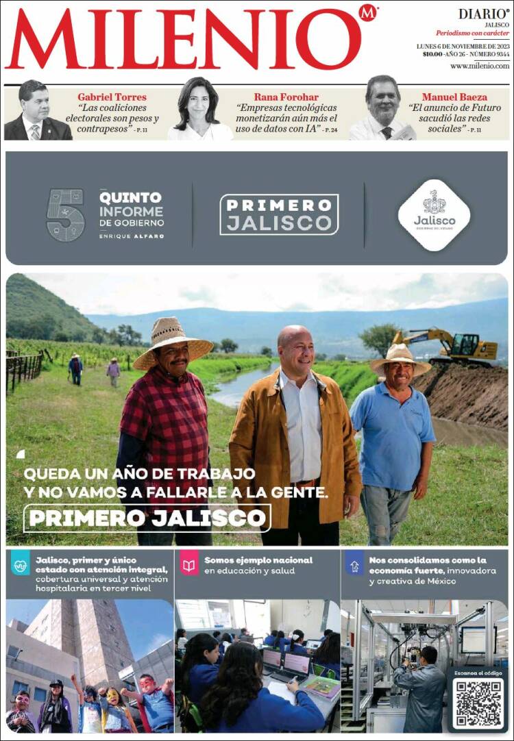 Portada de Milenio - Jalisco (México)