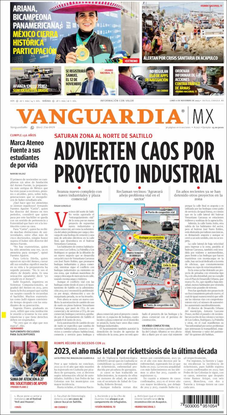 Portada de Vanguardia (México)