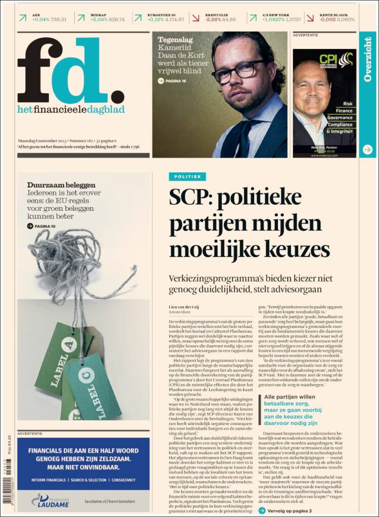 Portada de Het Financieele Dagblad (Pa&iacute;ses Bajos)