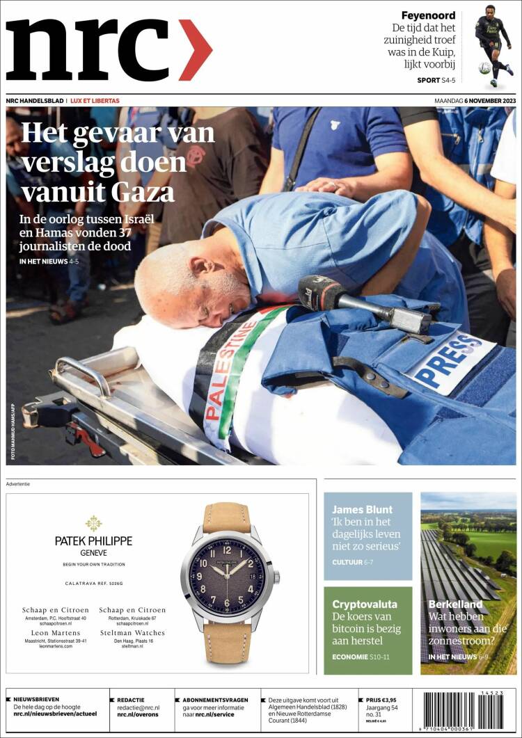 Portada de NRC Handelsblad (Pa&iacute;ses Bajos)