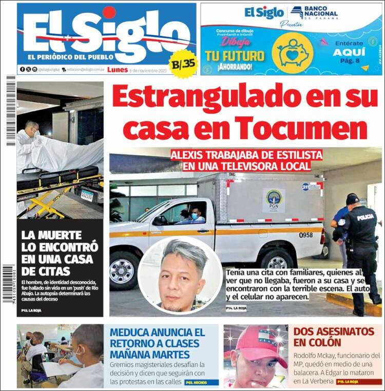 Portada de El Siglo (Panam&aacute;)