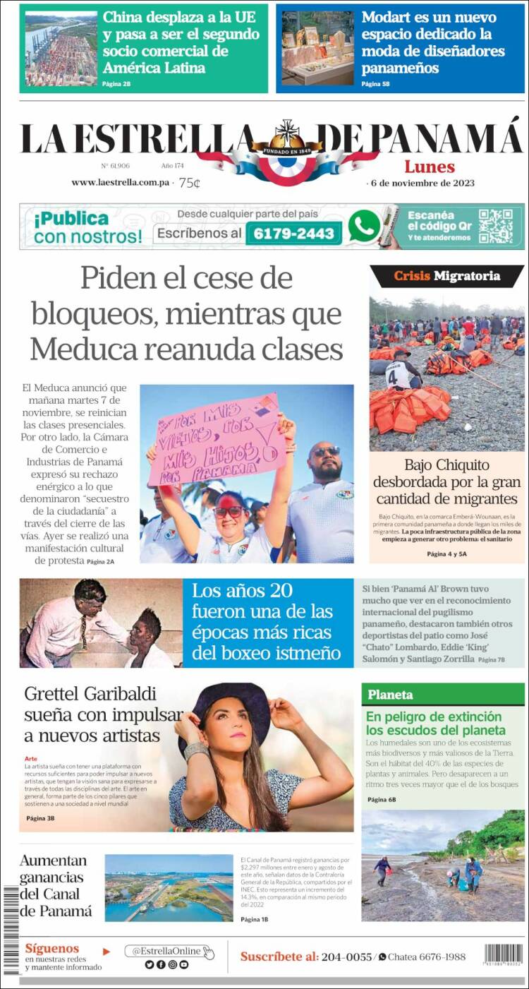 Portada de La Estrella de Panamá (Panam&aacute;)