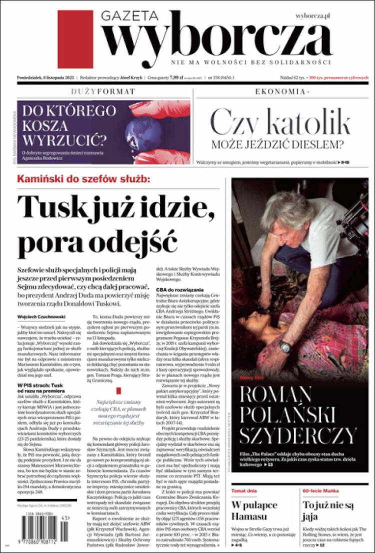 Portada de Gazeta Wyborcza (Polonia)