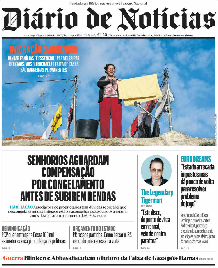 Portada de Diário de Noticias (Portugal)