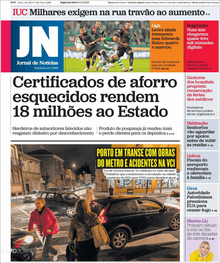Portada de Jornal de Notícias (Portugal)
