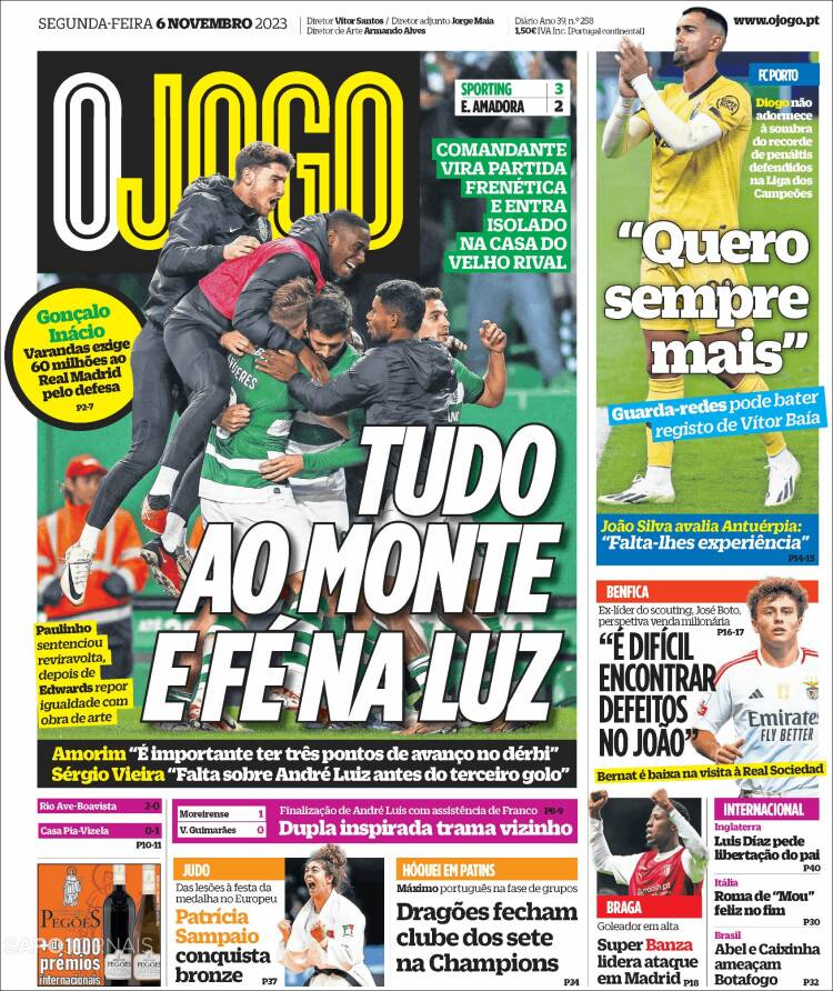 Portada de O Jogo (Portugal)