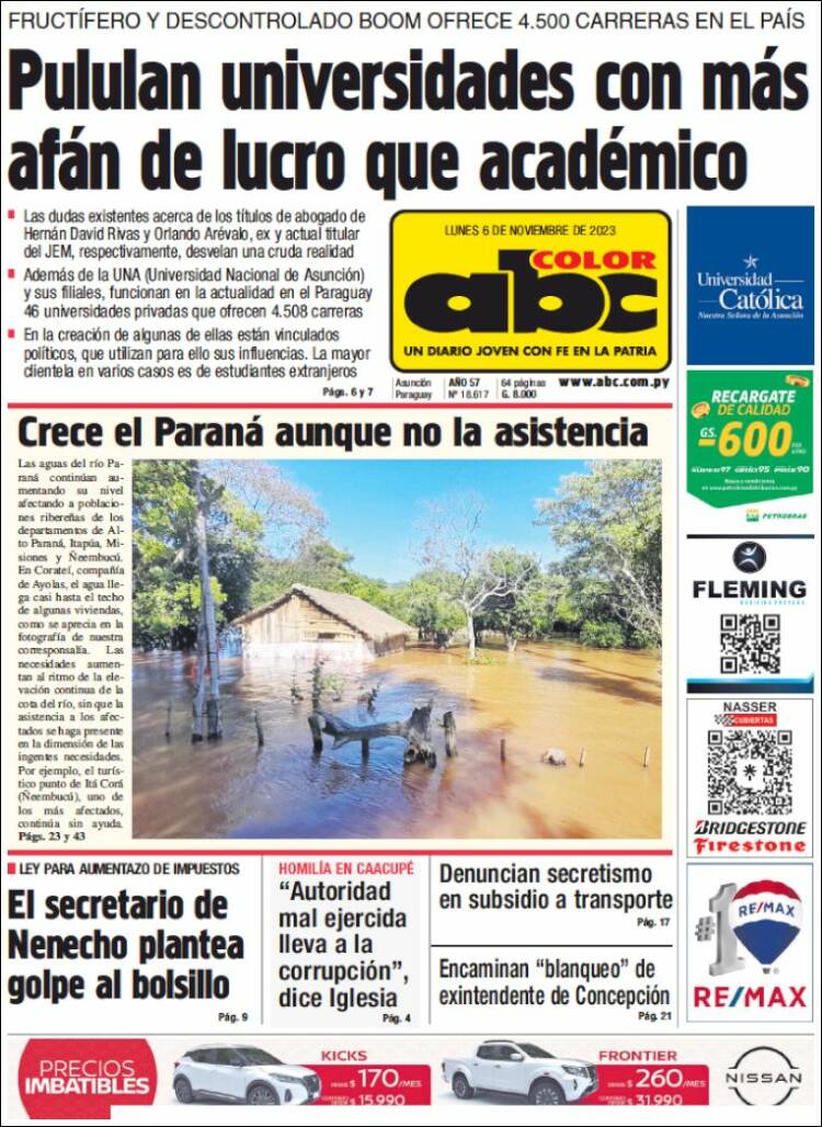 Portada de ABC Color (Paraguay)