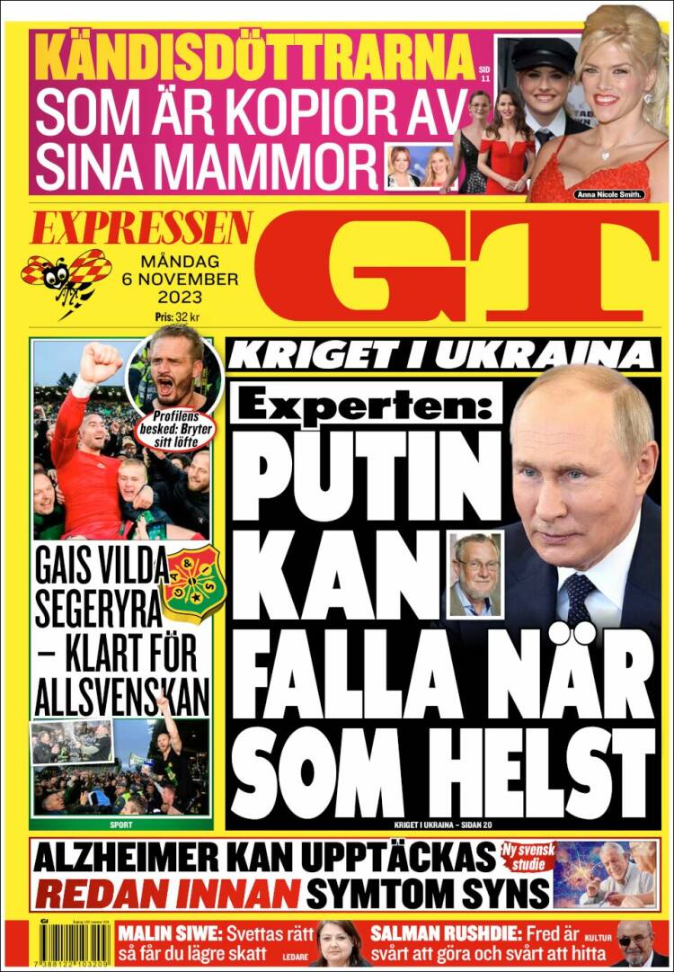 Portada de Göteborgstidningen (Suecia)