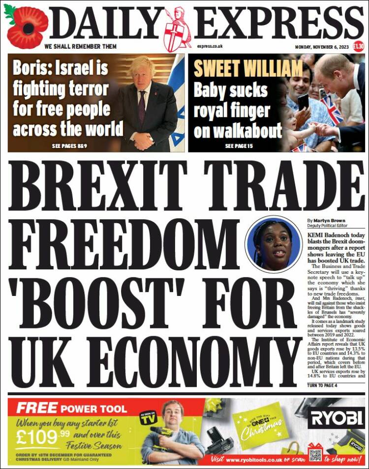 Portada de Daily Express (Reino Unido)