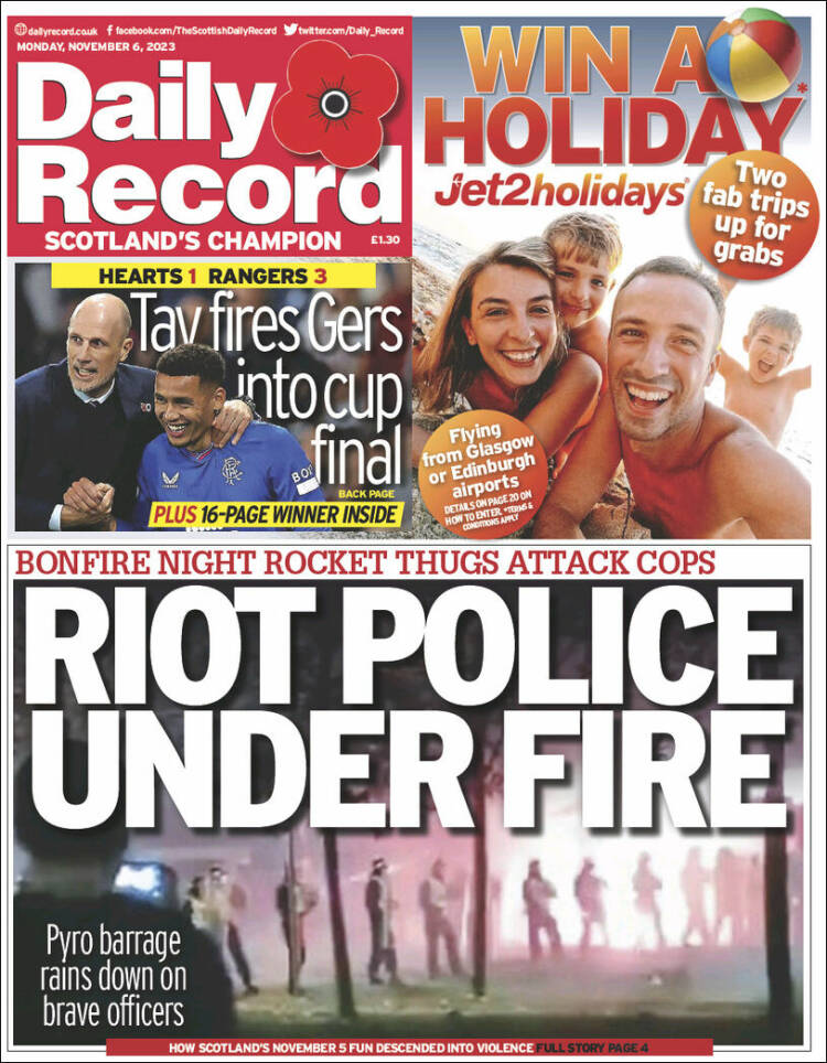 Portada de Daily Record (Reino Unido)