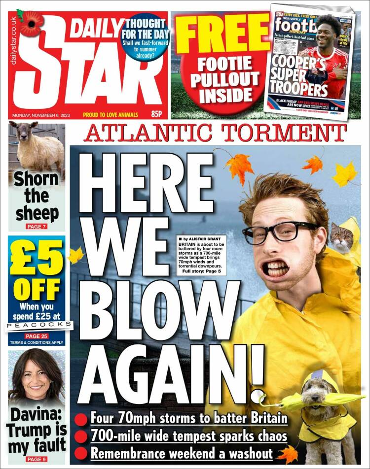 Portada de Daily Star (Reino Unido)