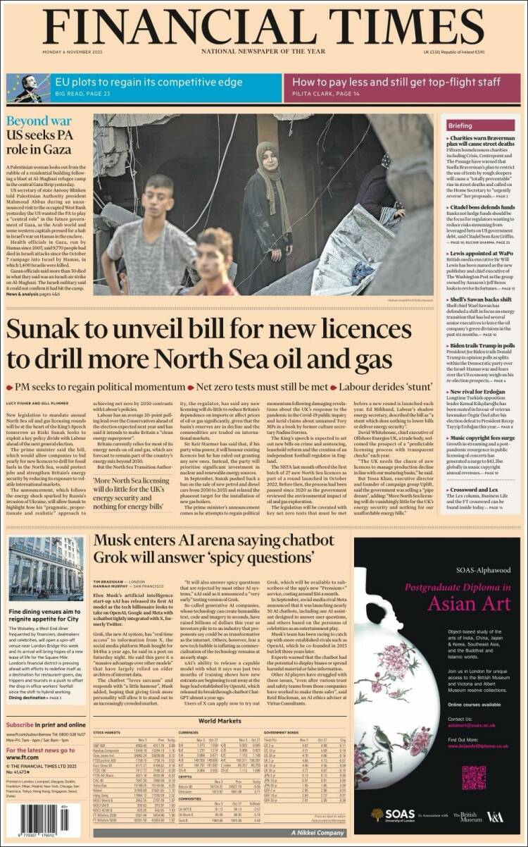 Portada de Financial Times (Reino Unido)