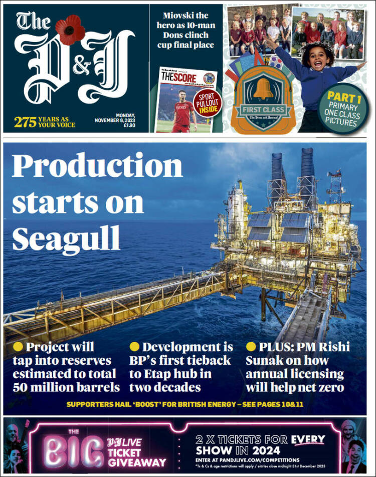 Portada de The Press and Journal (Reino Unido)