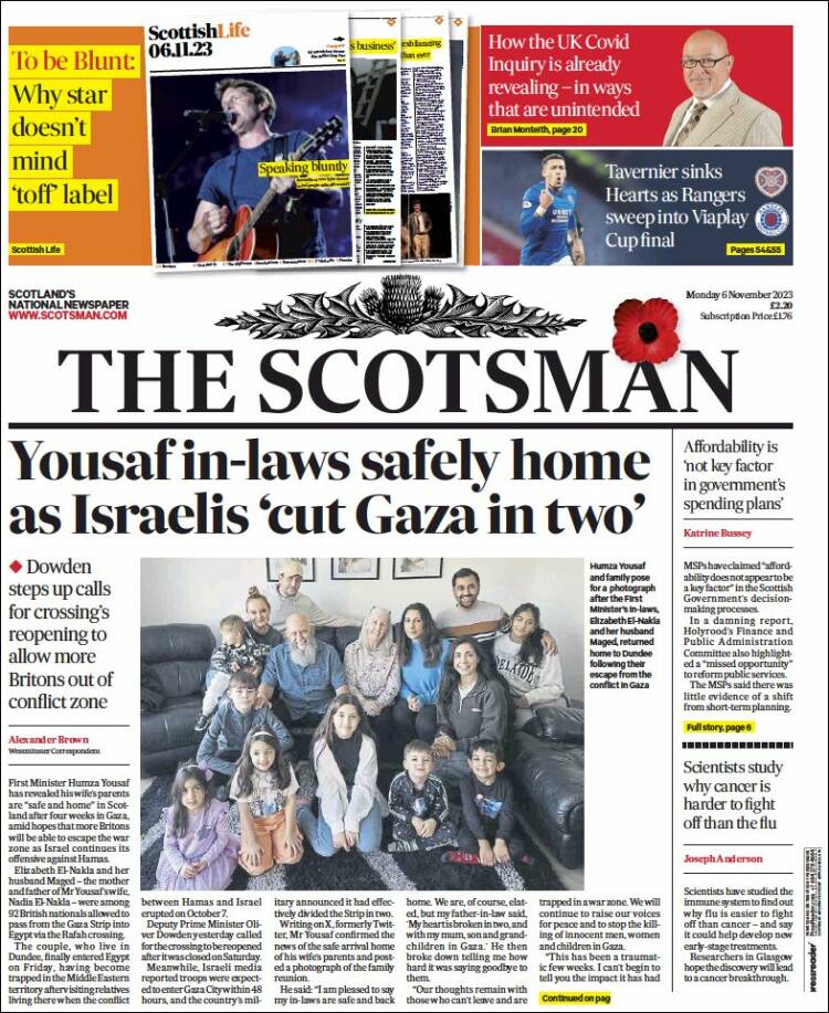 Portada de The Scotsman (Reino Unido)