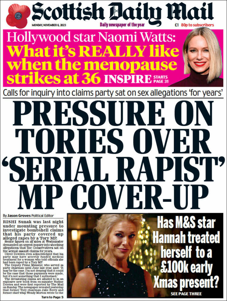 Portada de Scottish Daily Mail (Reino Unido)
