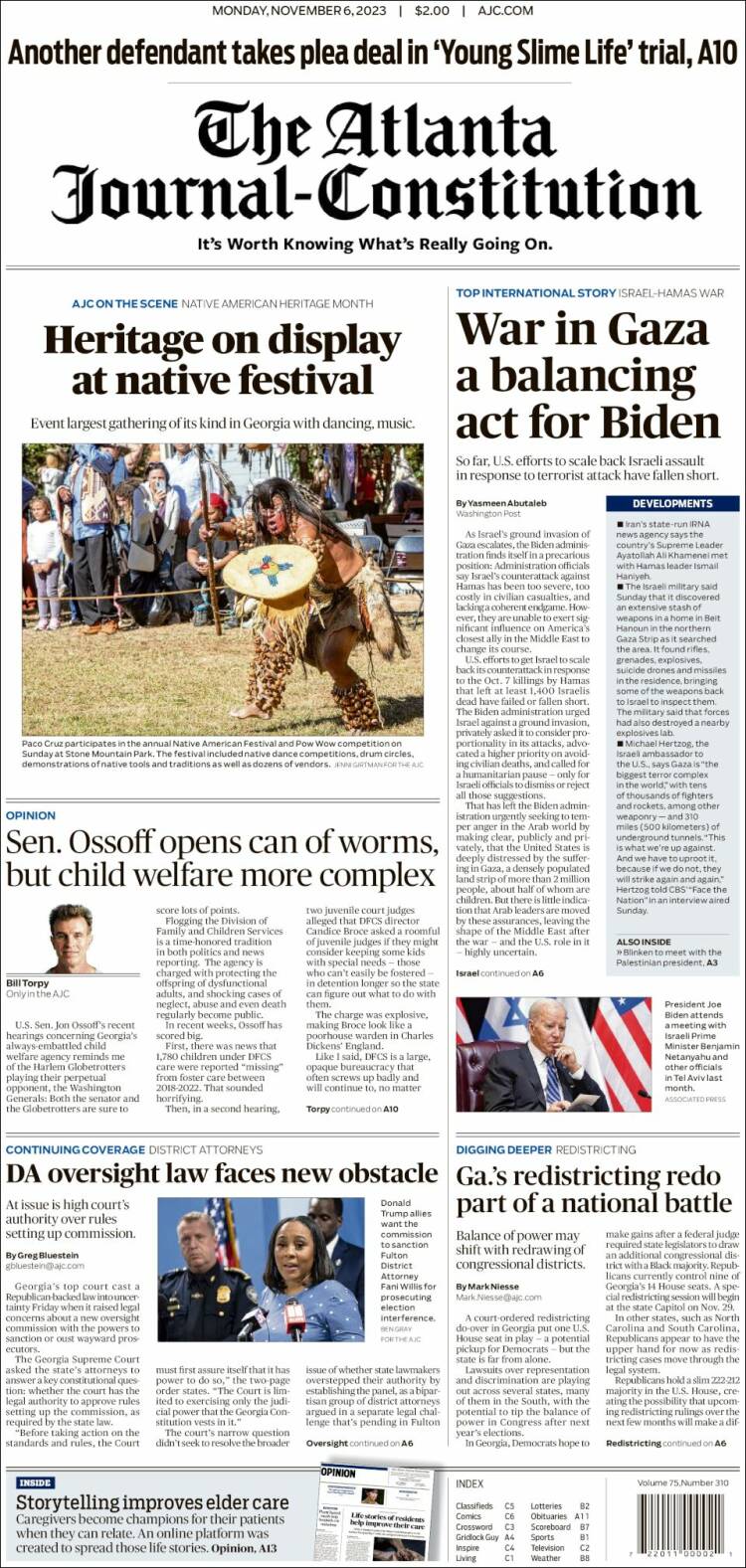 Portada de The Atlanta Journal-Constitution (USA)