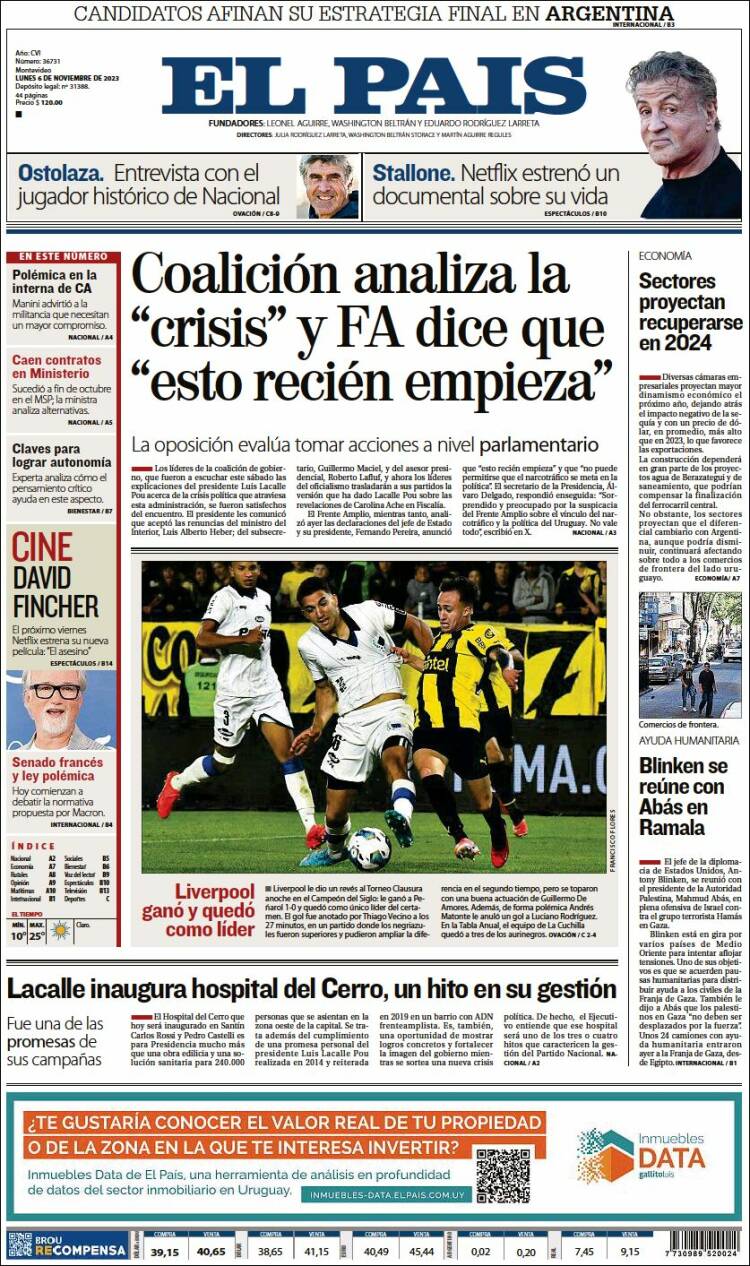 Portada de El País (Uruguay)