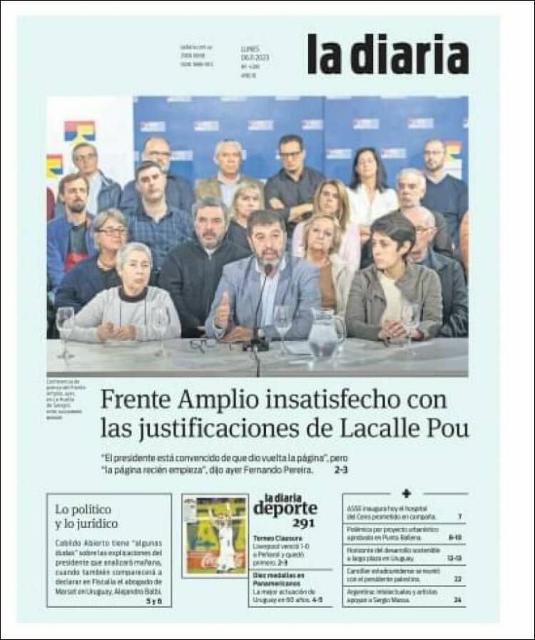 Portada de La Diaria (Uruguay)