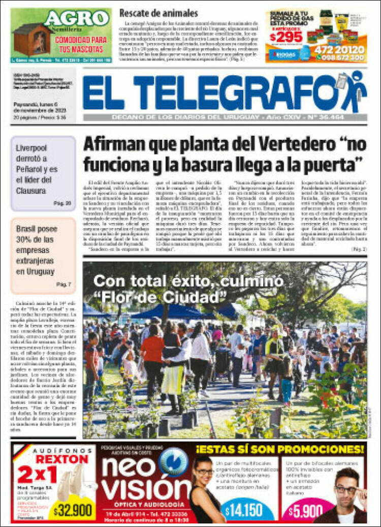 Portada de El Telégrafo (Uruguay)
