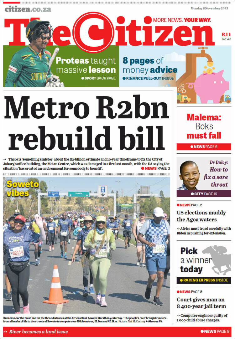 Portada de The Citizen (Sud&aacute;frica)