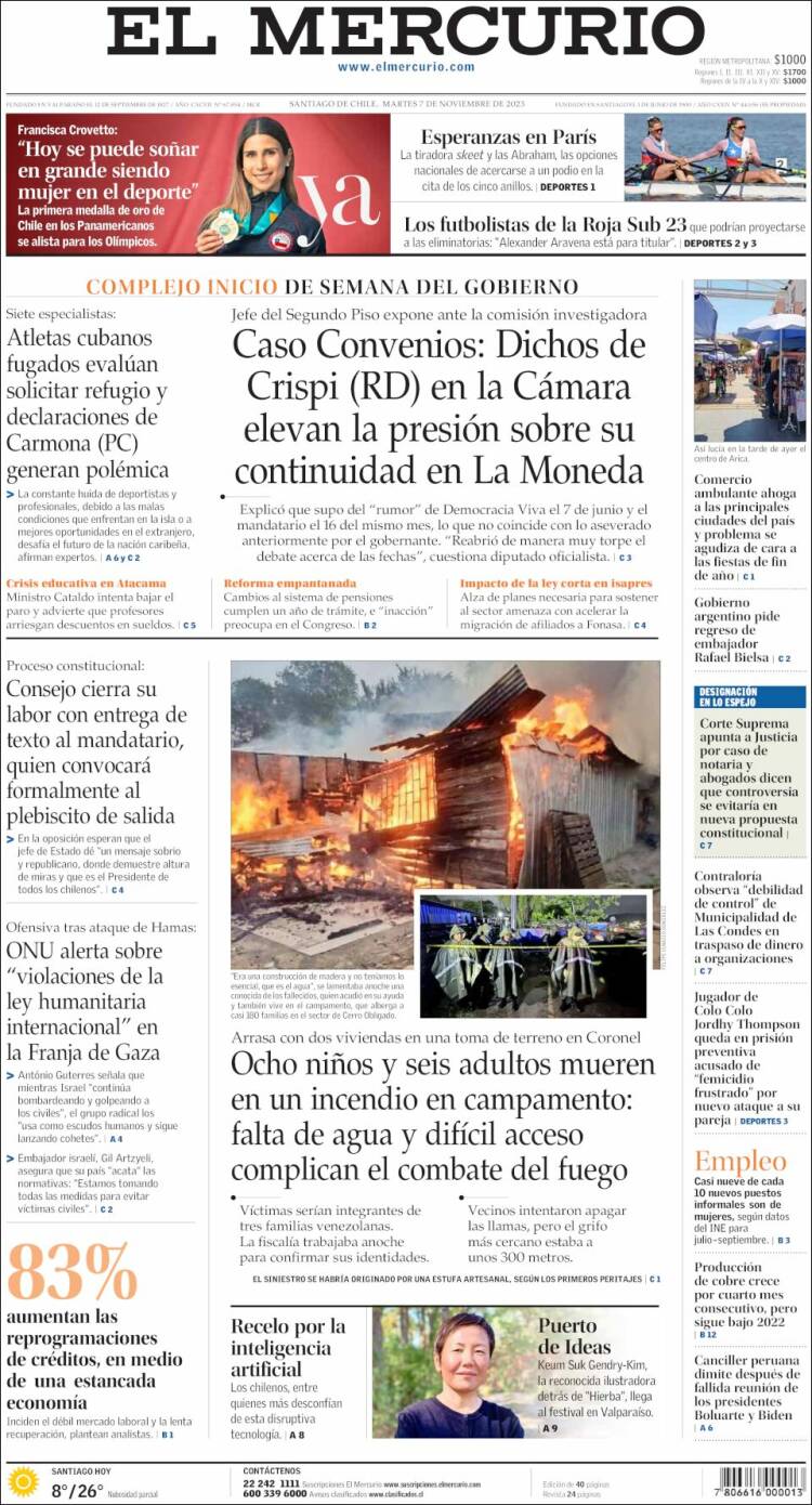 Portada de El Mercurio (Chile)