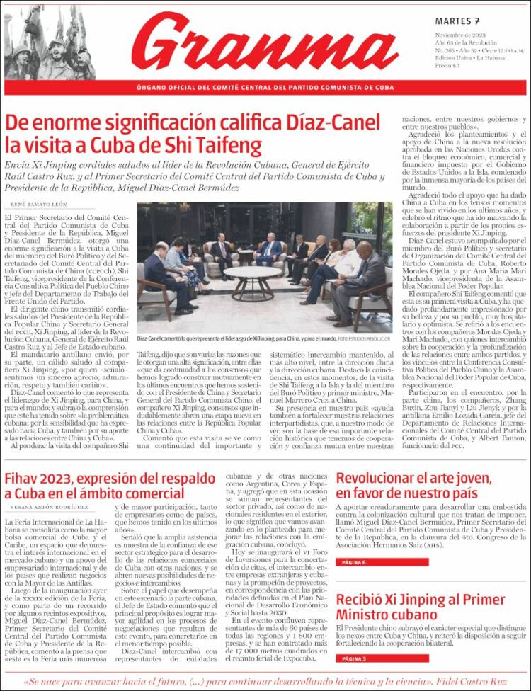 Portada de Granma (Cuba)