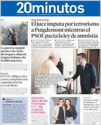 Portada de 20 Minutos - Barcelona (España)