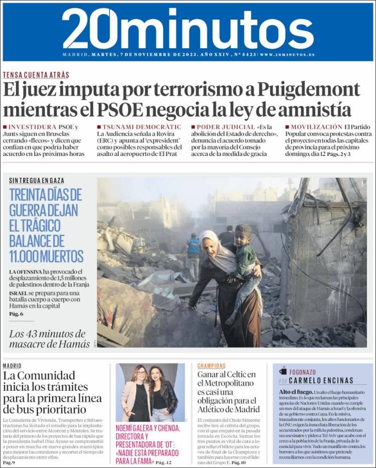 Portada de 20 Minutos - Madrid (España)