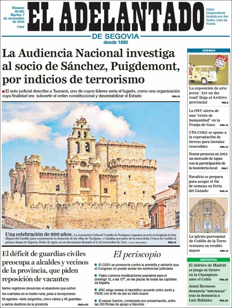 Portada de El Adelantado de Segovia (España)