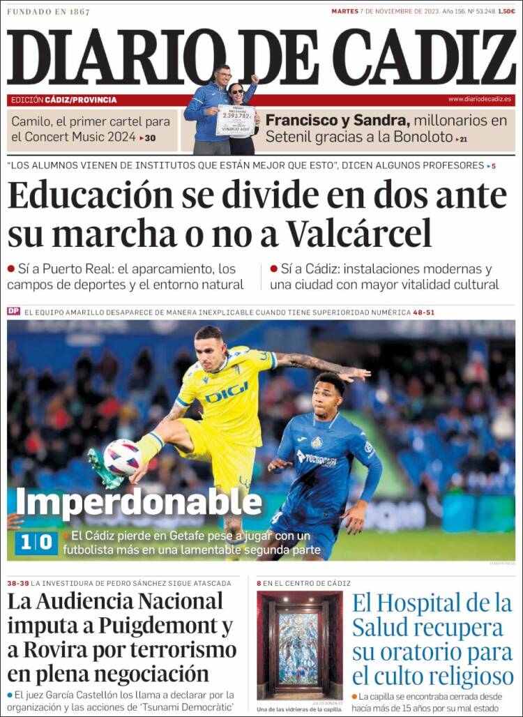 Portada de Diario de Cádiz (España)