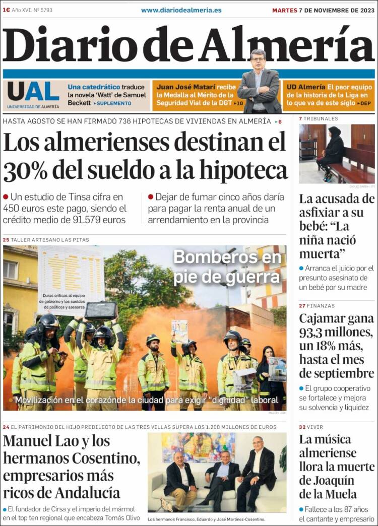 Portada de Diario de Almería (España)