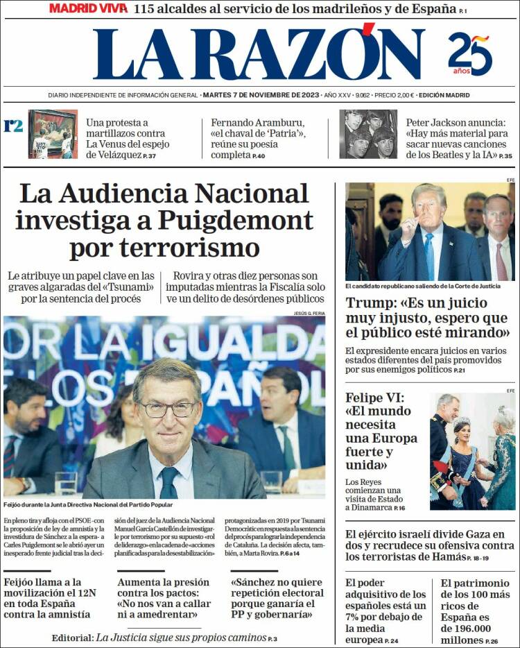 Portada de La Razón (España)