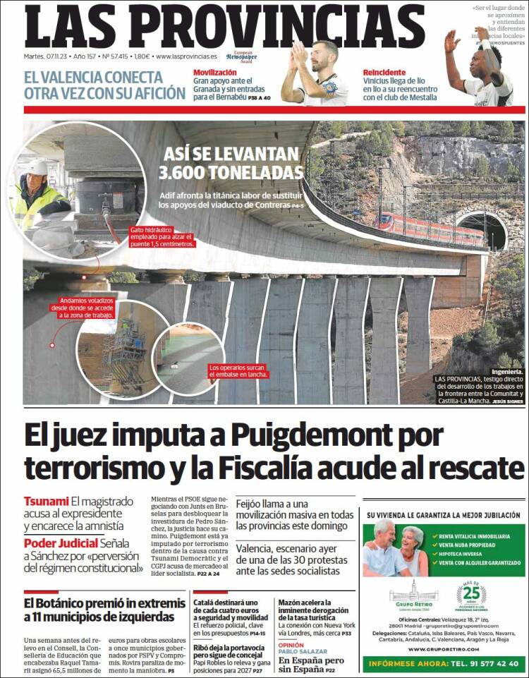 Portada de Las Provincias (España)
