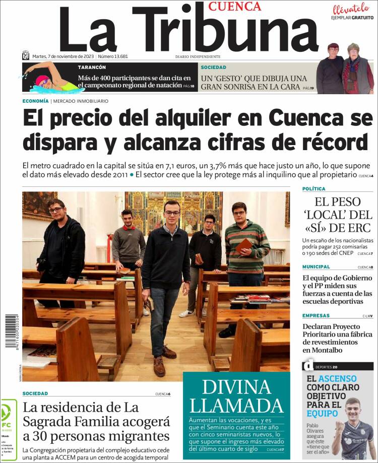 Portada de La Tribuna de Cuenca (España)