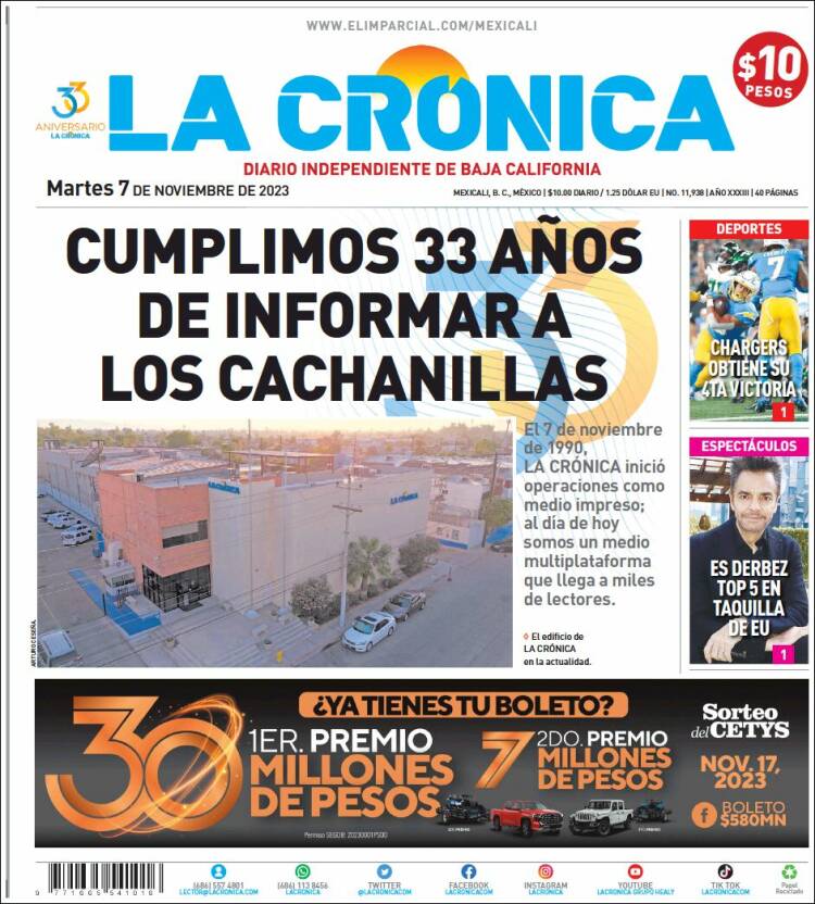 Portada de La Crónica de Baja California (México)