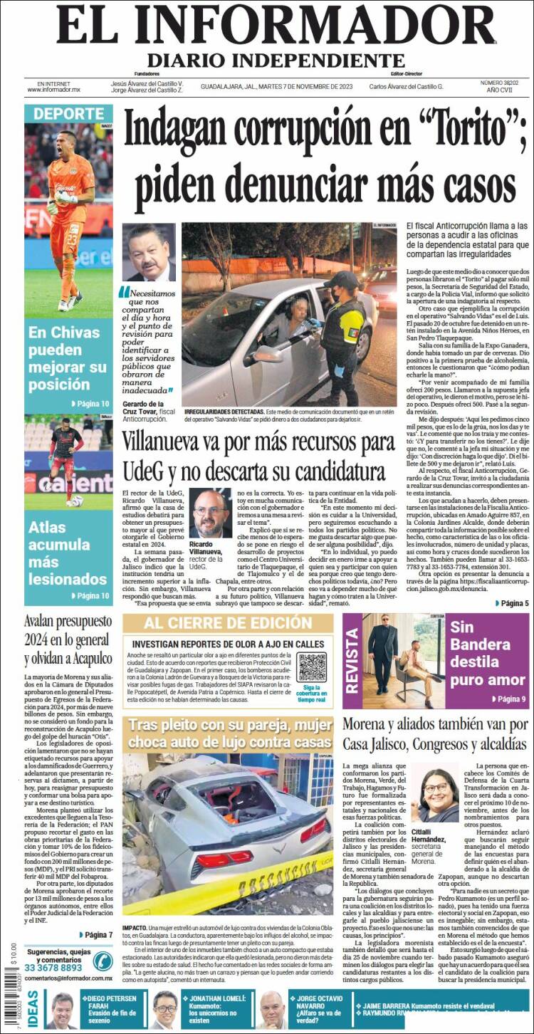 Portada de El Informador (México)
