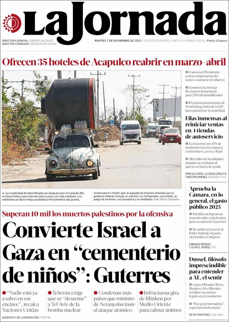 Portada de La Jornada (México)