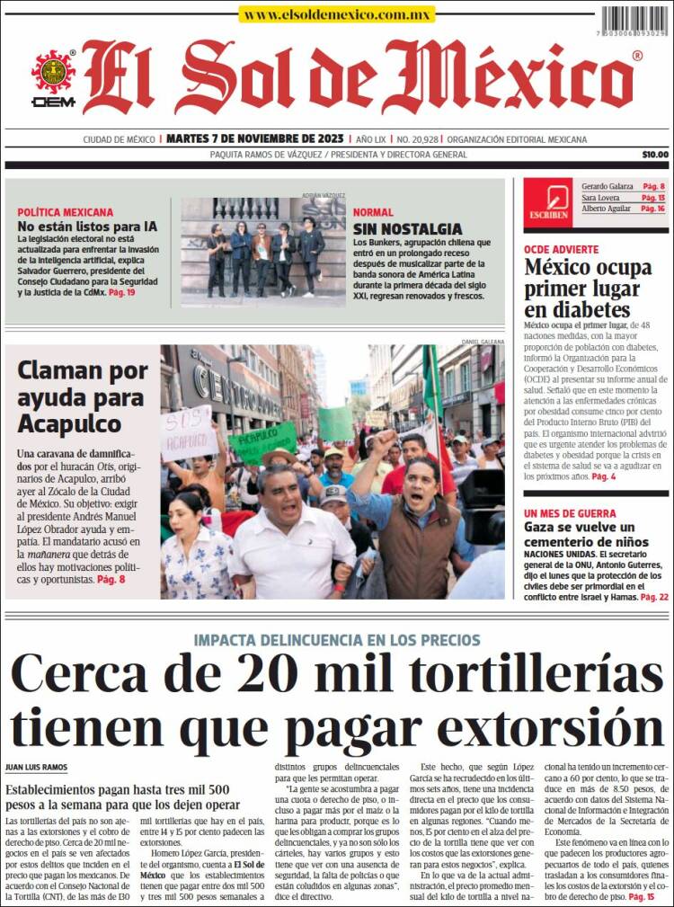 Portada de El Sol de México (México)