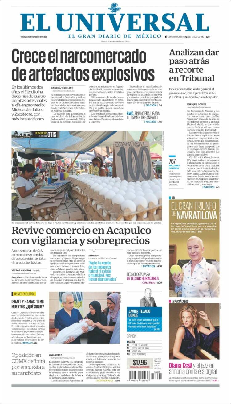 Portada de El Universal (México)
