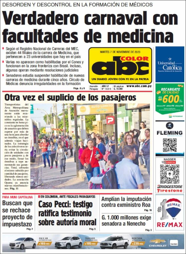 Portada de ABC Color (Paraguay)
