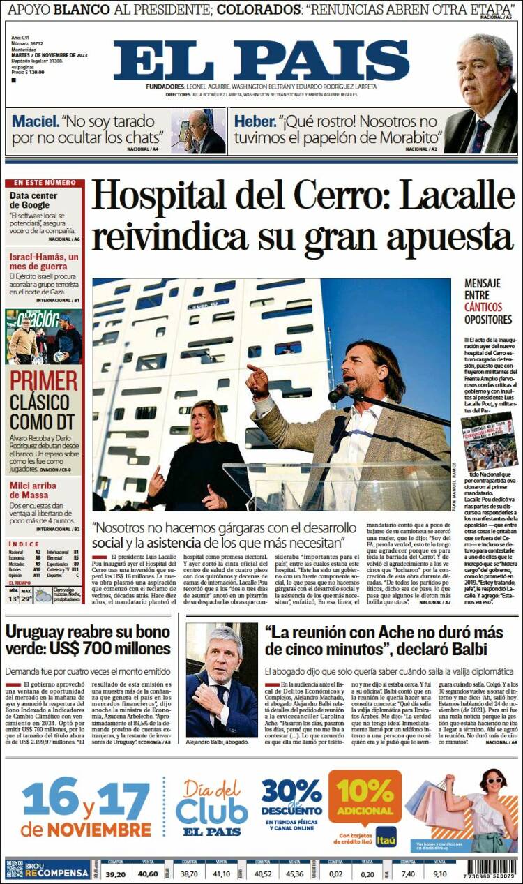 Portada de El País (Uruguay)