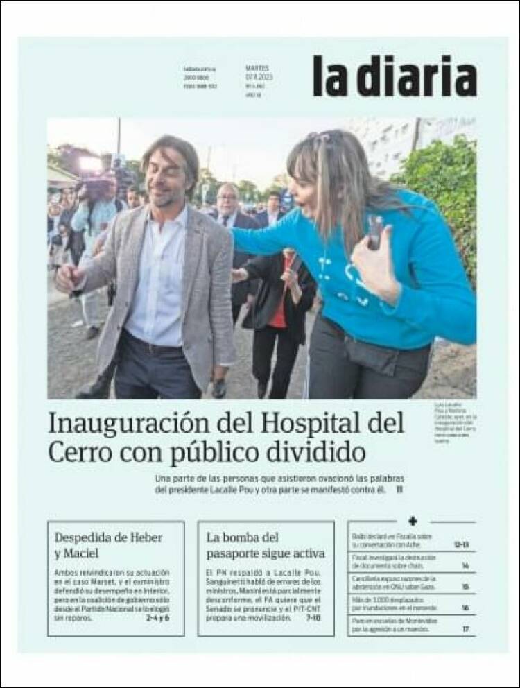 Portada de La Diaria (Uruguay)