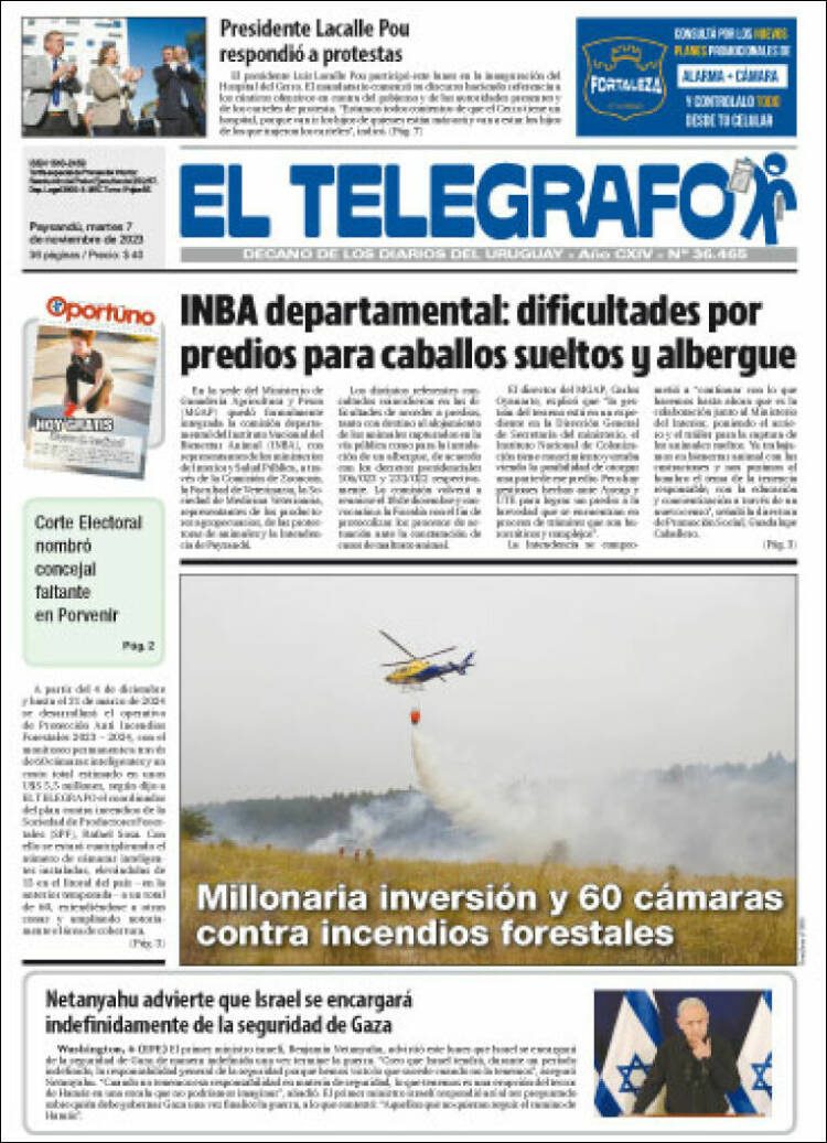 Portada de El Telégrafo (Uruguay)