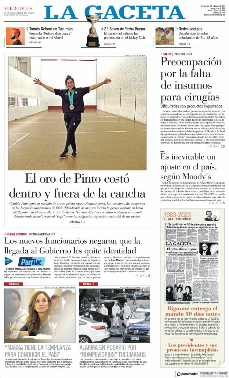 Portada de La Gaceta (Argentina)